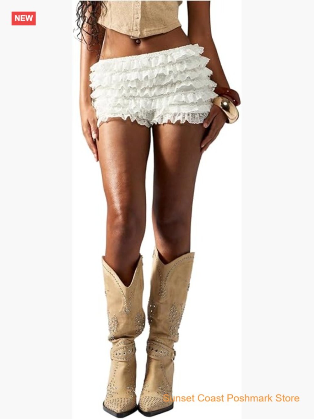 Y2K Lace Ruffle Shorts Tiered Layered Mini Bloomers Summer Party Outfits